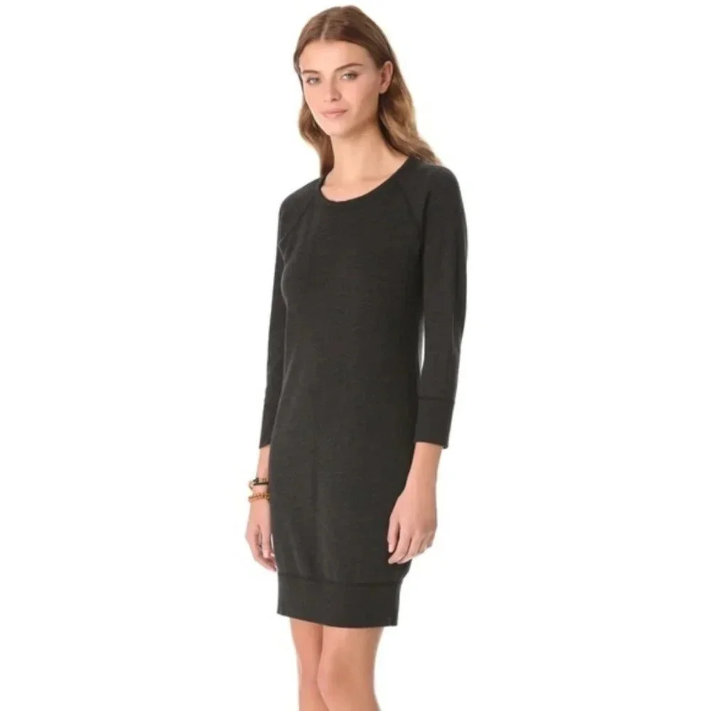 Standard James Perse Gray Vintage Fleece Raglan Long Sleeve Dress 3